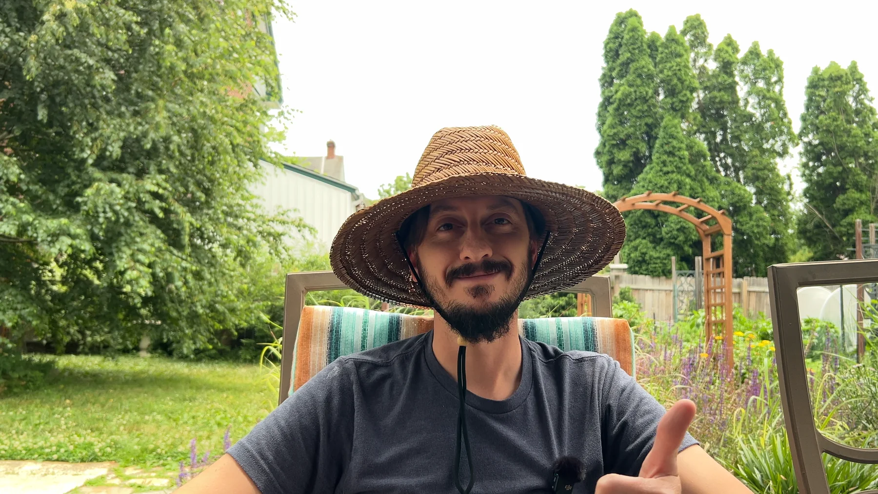 Devin in his home garden